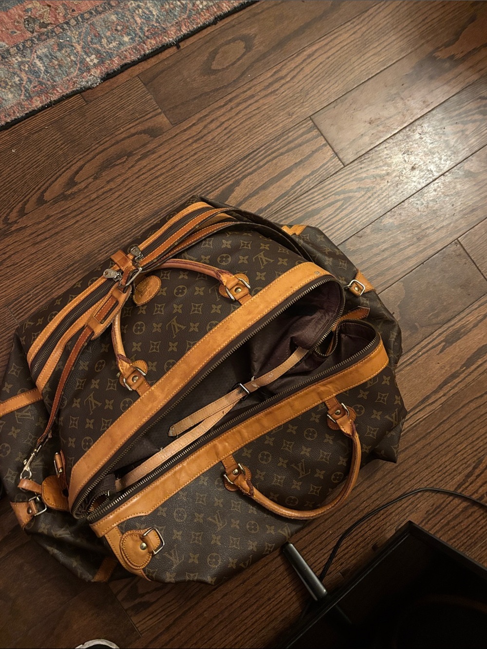 Louis Vuitton Monogram Canvas Duffel Bag with Tan Leather Trim